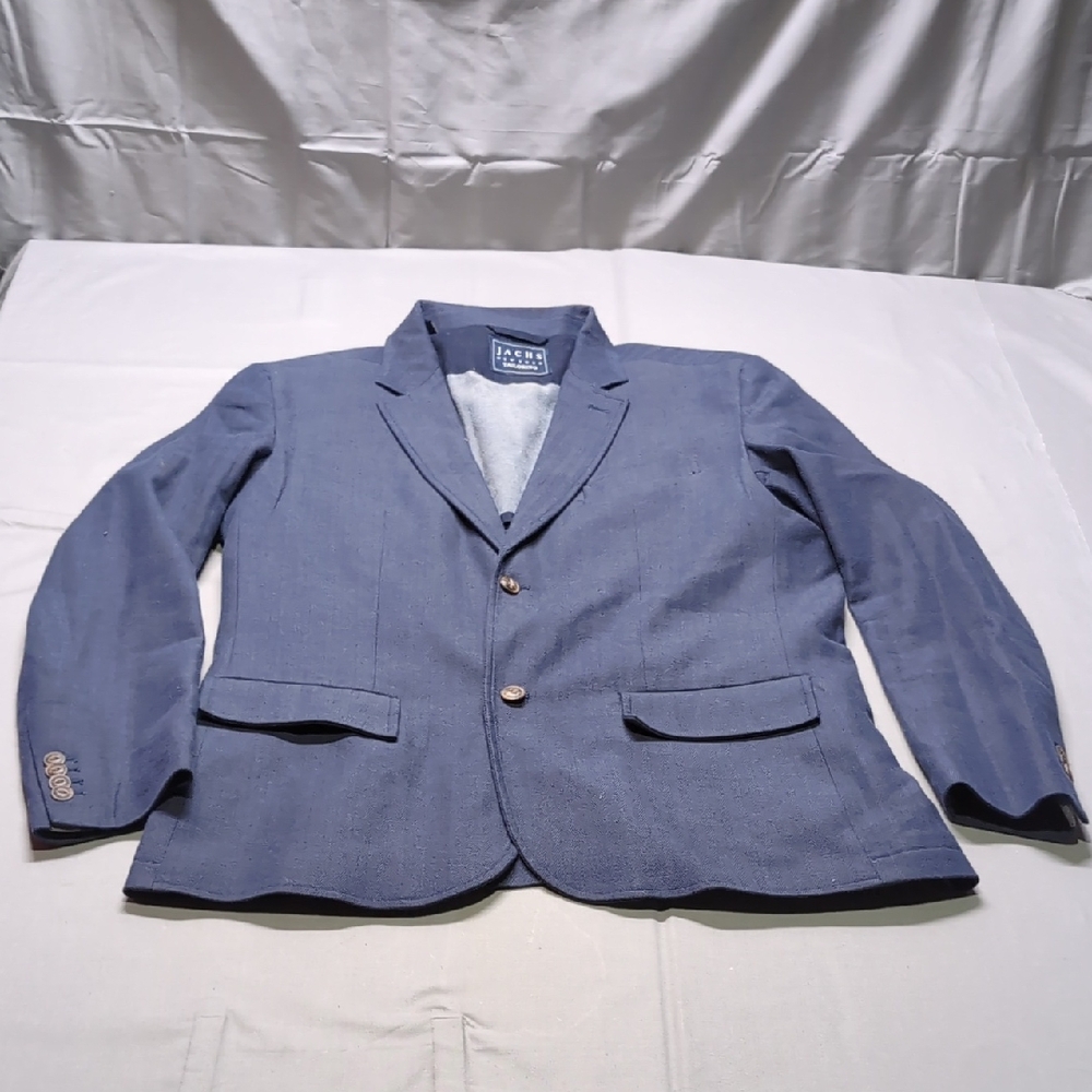 Jachs New York Mens Navy Blue Sport Coat Herringbone Two Button Size‎ L